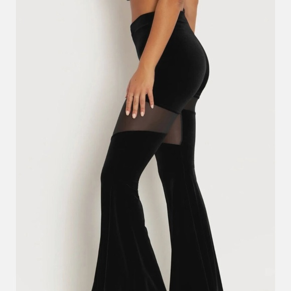 NWT BlackMilk Velvet Spartans High Waisted Sheer Flare Pants L Large - Picture 6 of 9